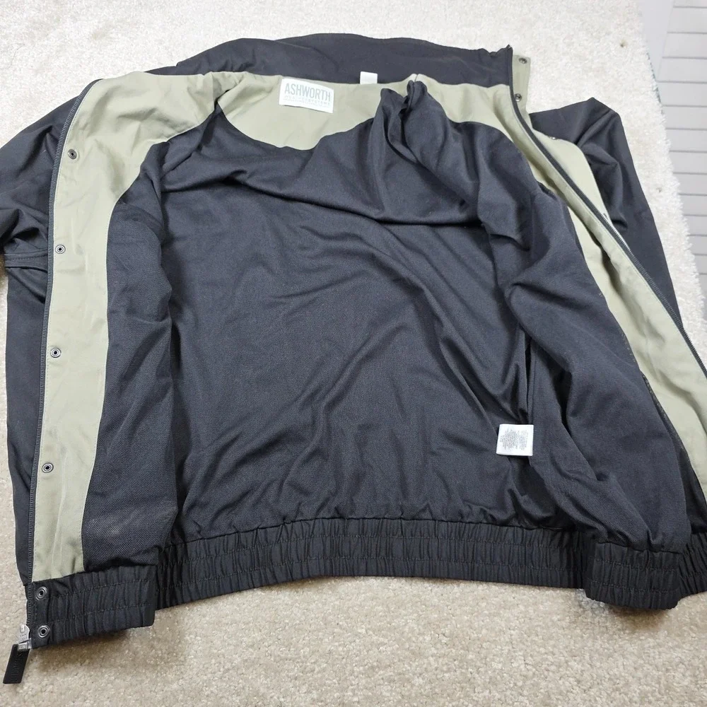 Ashworth Jacket‎ Mens Size L Black Bomber Full Zip Snap Weather Performance